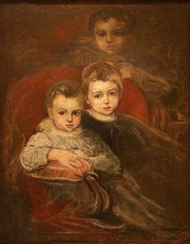 Karel Purkyne The Artists Children Norge oil painting art